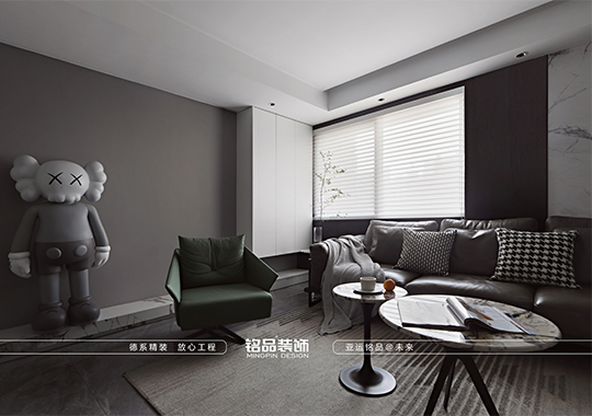 柯桥元垄华著138m²四居室现代黑白灰风格效果图案例